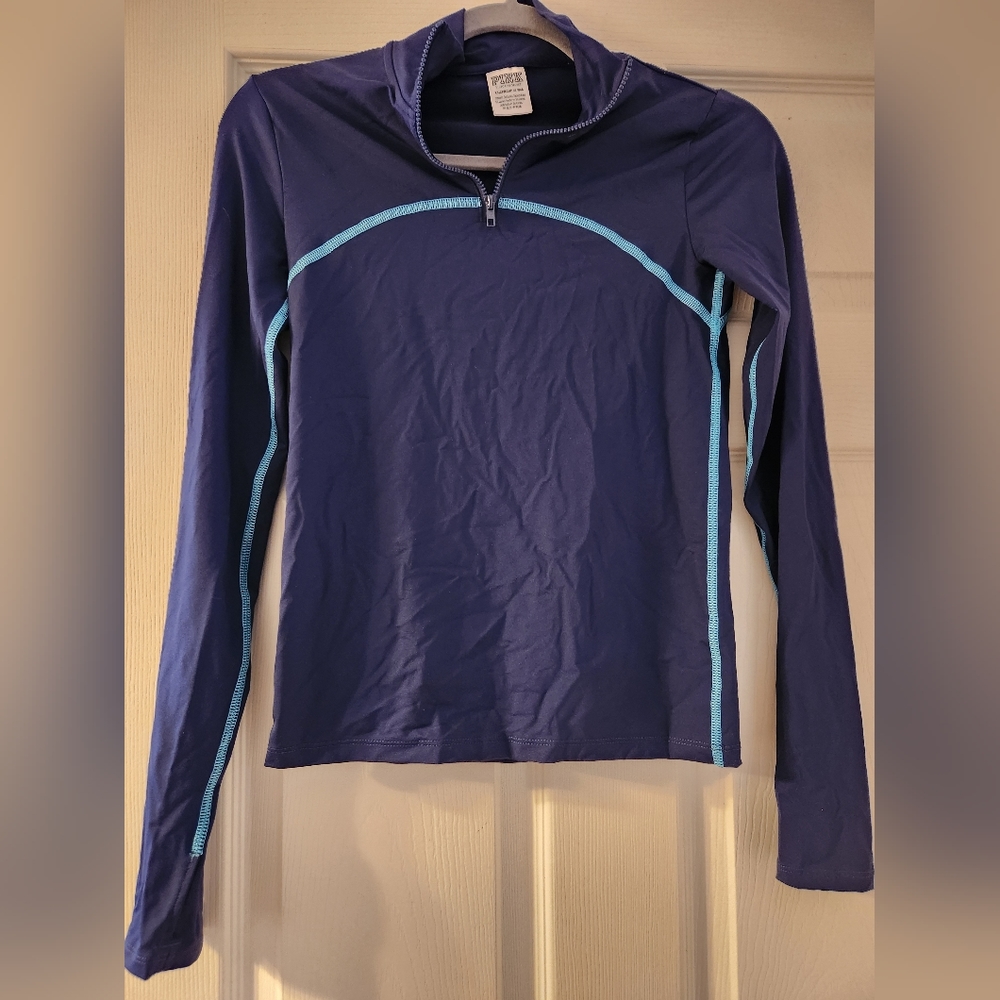 PINK Victoria's Secret Lightweight Ultimate Navy Longsleeve 1/4 Zipper Top XS